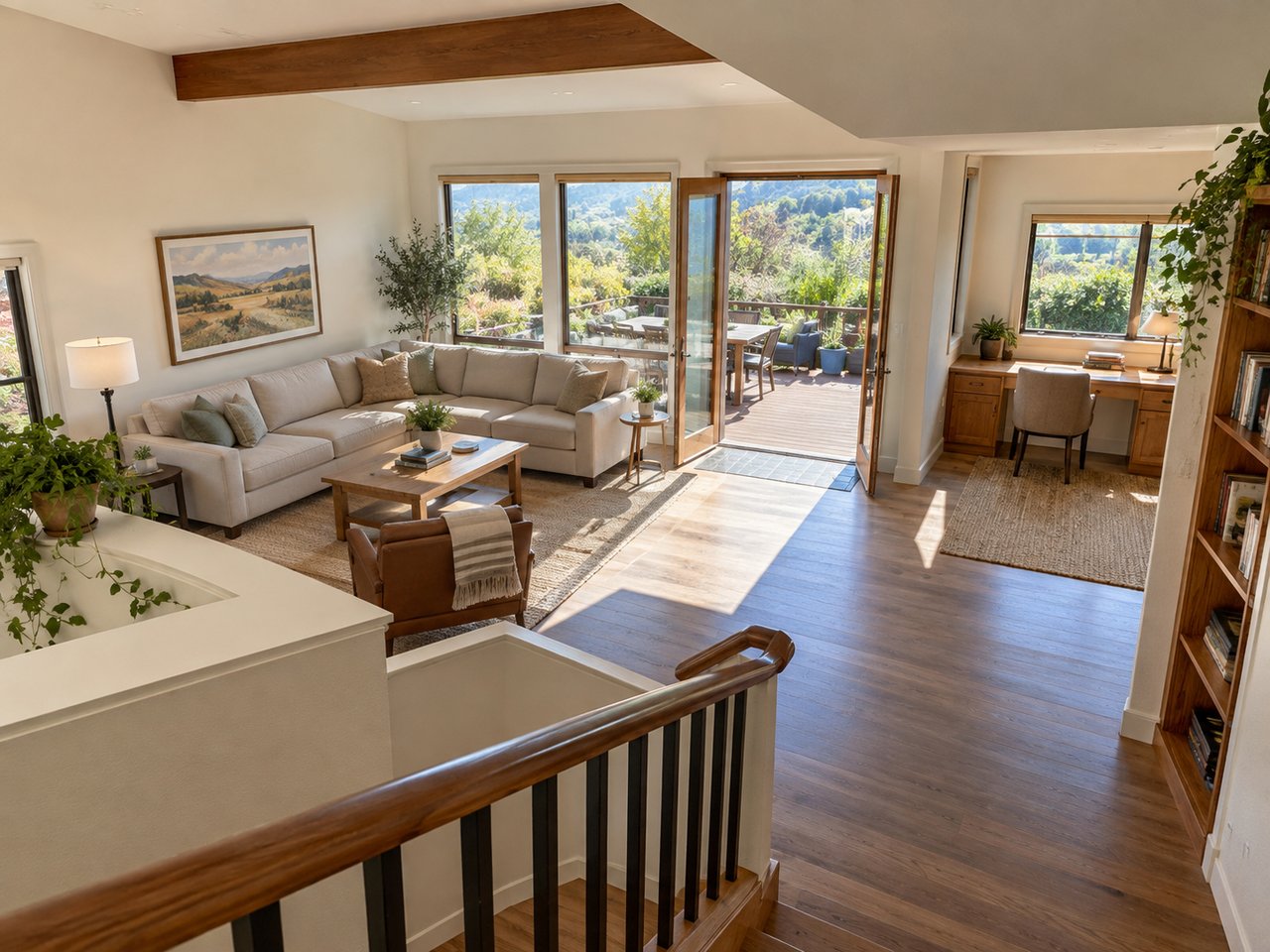 A carefully prepared home interior presents several distinct usable spaces that buyers can evaluate quickly during a competitive home search.