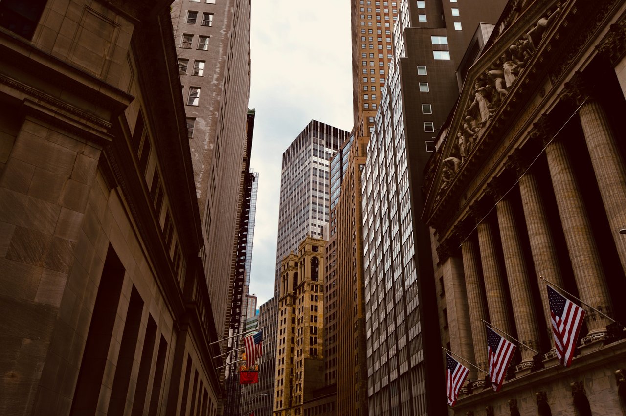 Historic architecture on Platt Street in Manhattan's Financial District