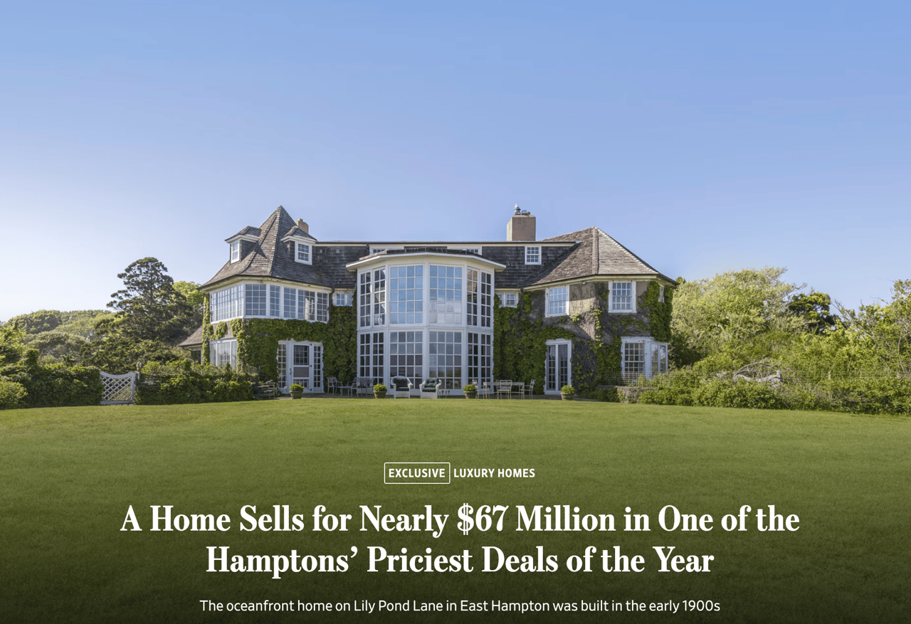 A Home Sells for Nearly $67 Million in One of the Hamptons’ Priciest Deals of the Year