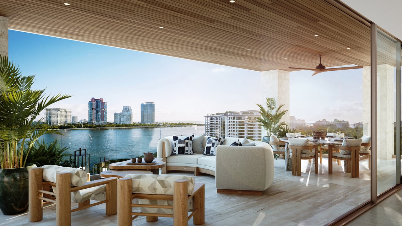 Six Fisher Island interior balcony 