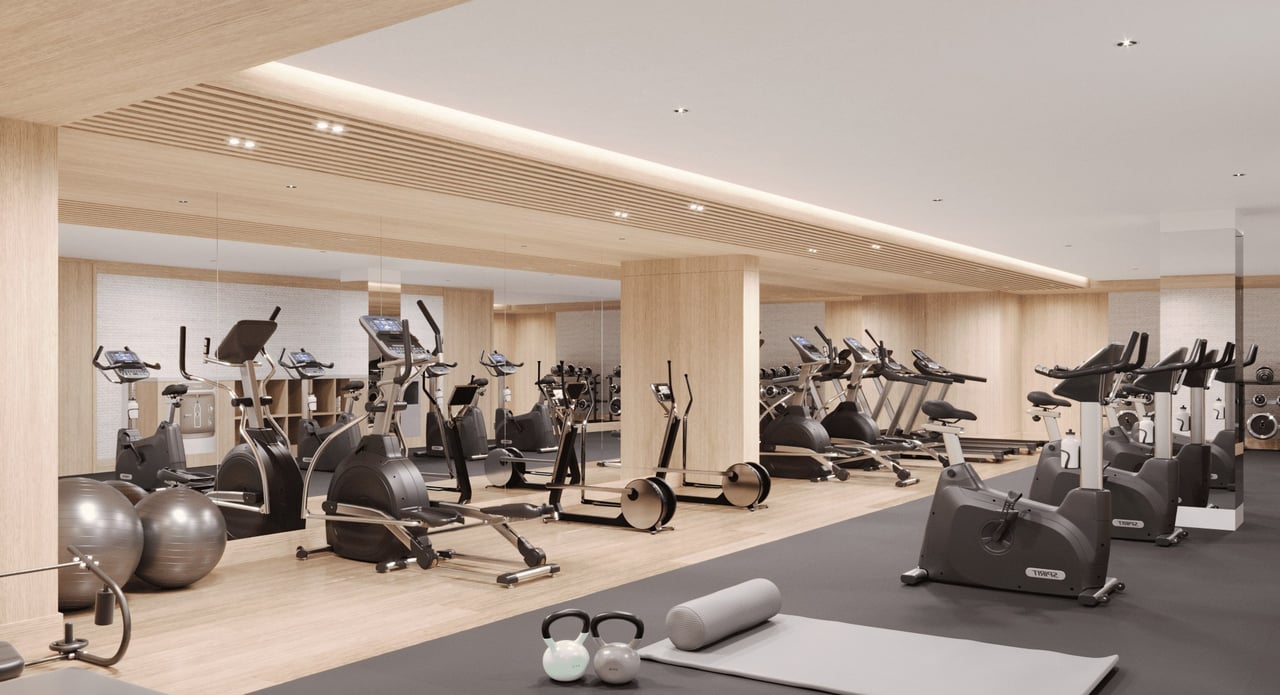 Rendering of fitness center at La Baia South in Bay Harbor Islands.