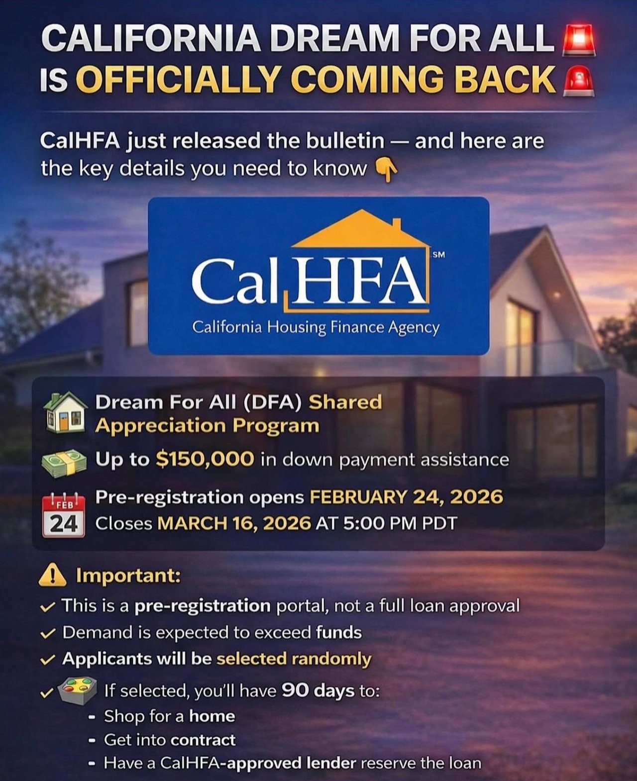 CalHFA Down Payment Assistance Returning 
