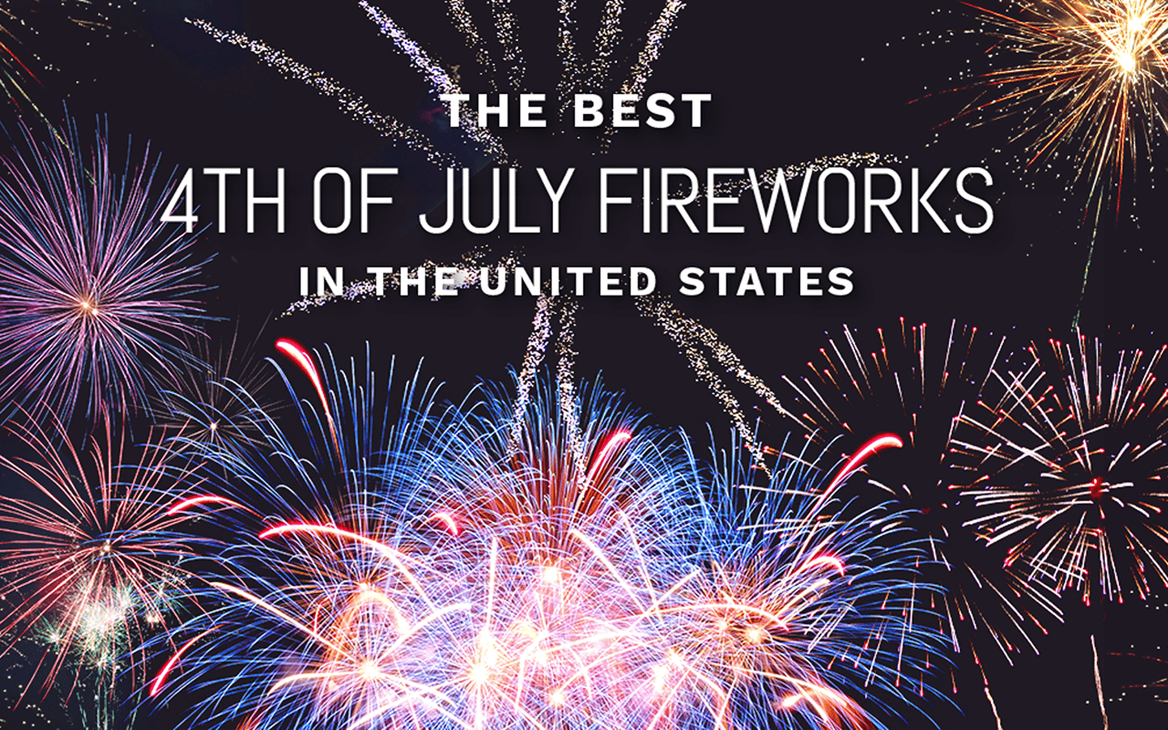 Graphic promoting the best Fourth of July fireworks displays in the United States.