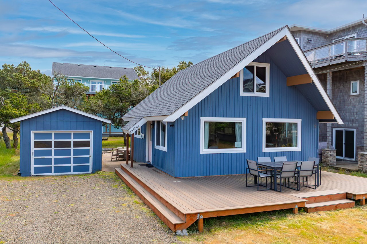 Sold A-frame beach cabin at 33565 Shore Dr in Pacific City Oregon near Cape Kiwanda
