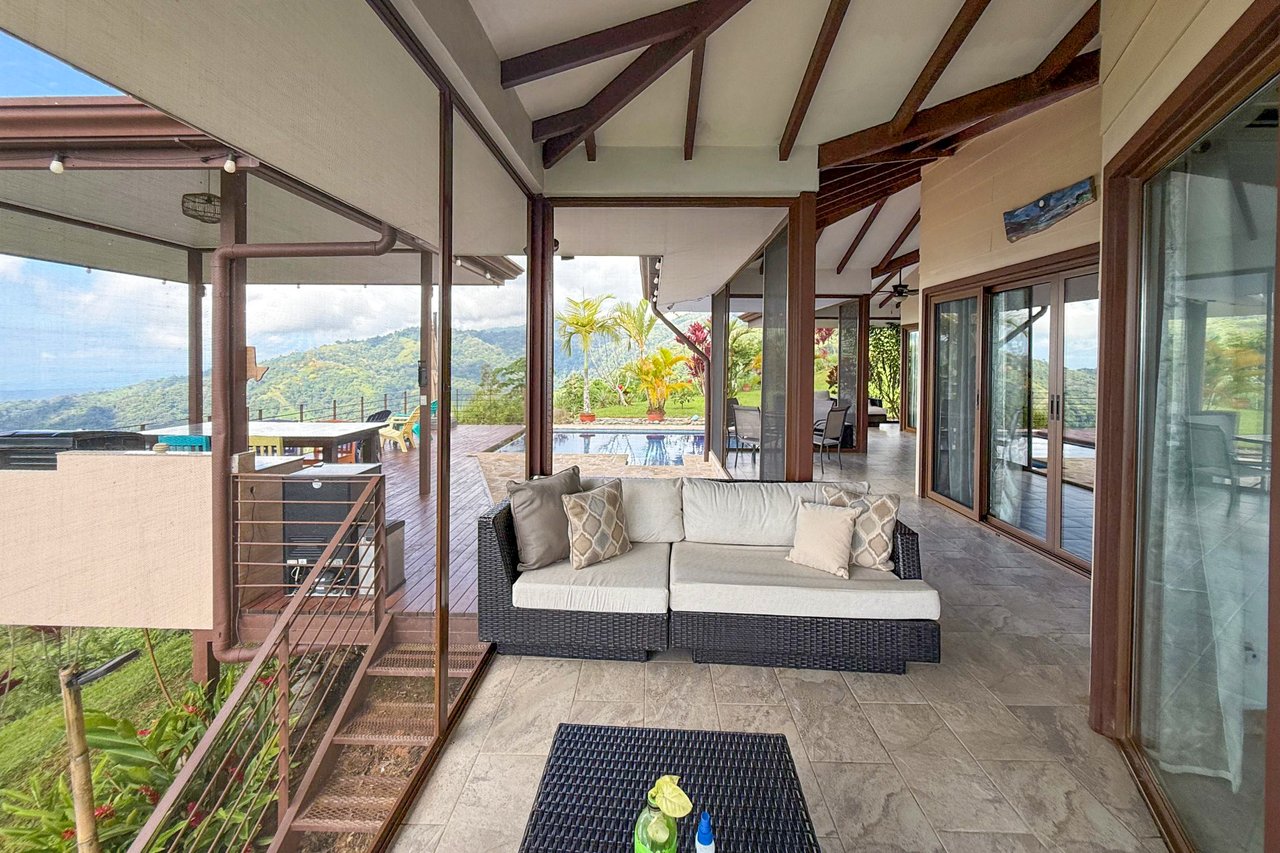 Ocean-View 3-Bedroom Home with 1-Bed Guesthouse, Pool & Spectacular Panoramic Views of Osa Peninsula in Balsar above Ciudad Cortés Costa Rica