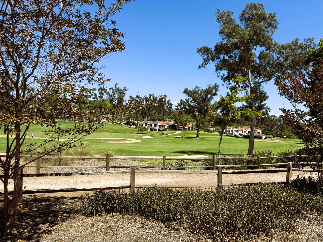 Rancho-santa-fe golf course featuring lush grounds surrounded by equestrian trails and golf course frontage homes