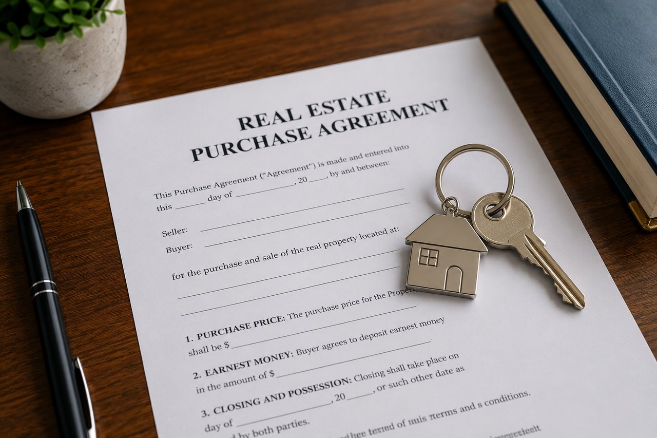 New homeowners signing closing documents and receiving the keys to their first home.