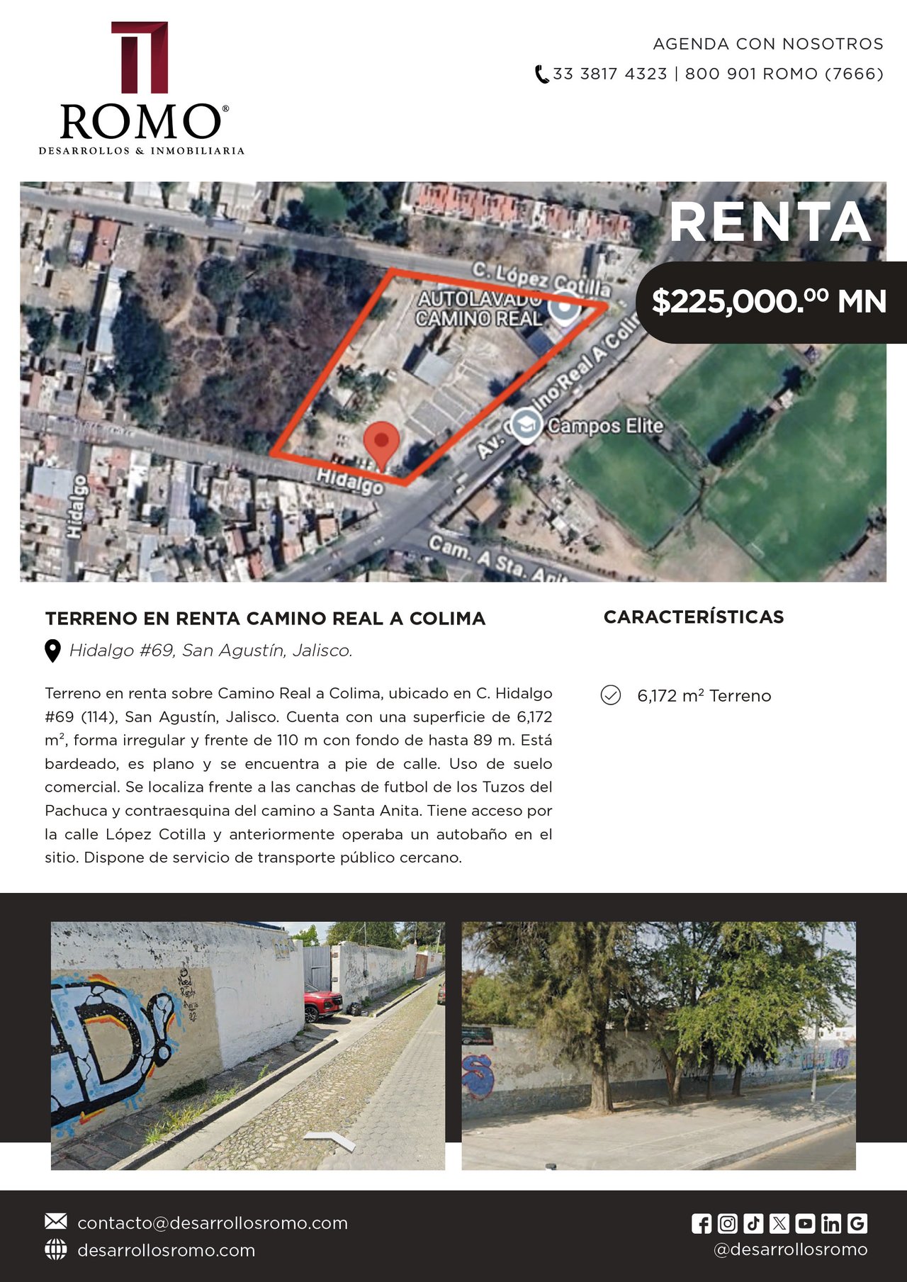 Terreno en Renta Camino Real a Colima $225,000.00 MN