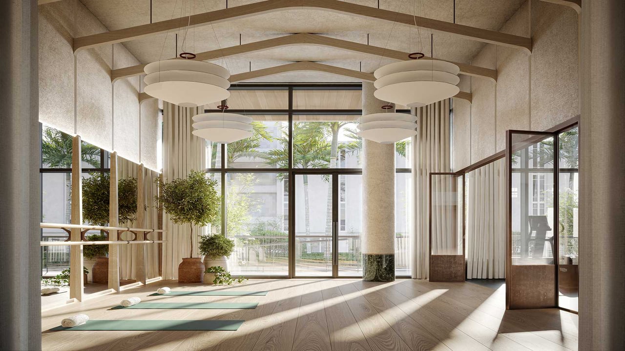 Yoga room at the Well Miami