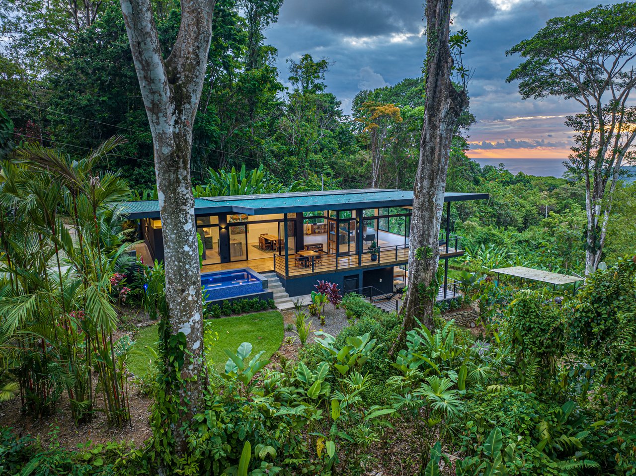 Escaleras Modern Elegance with Ocean Window Views and Jungle Tranquility, Dominical Costa Rica