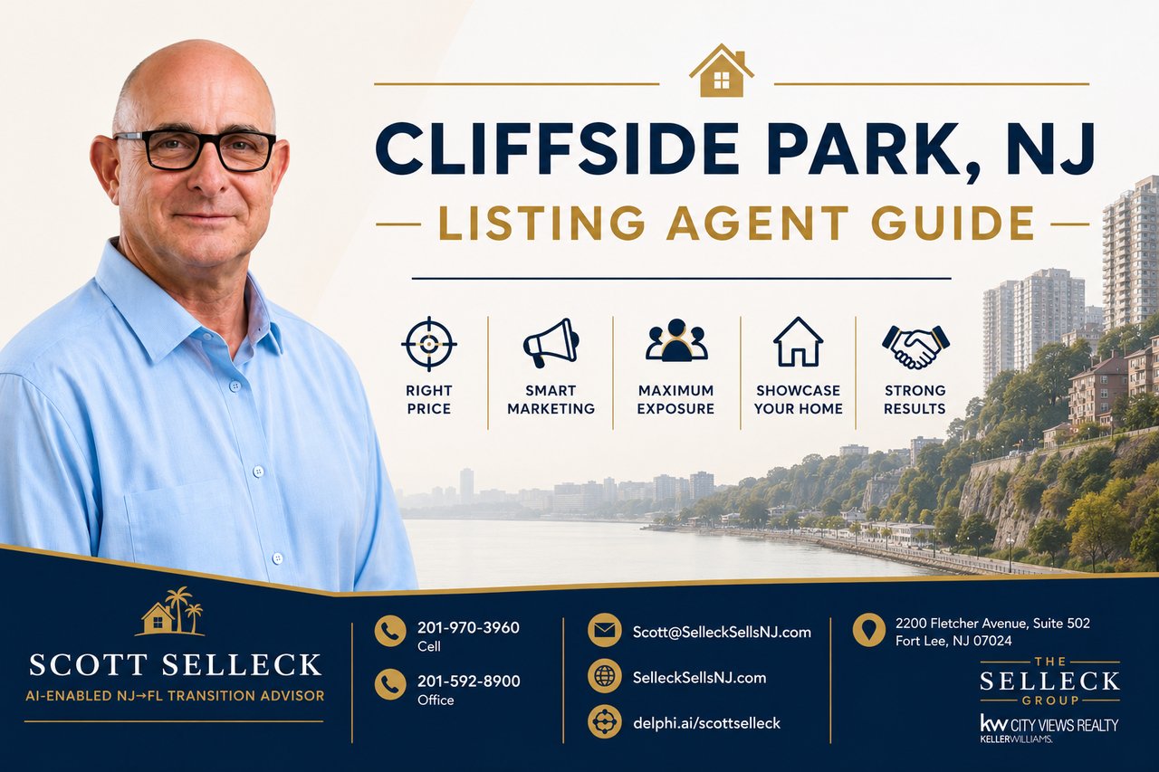Cliffside Park, NJ listing agent guide featuring Scott Selleck and his real estate services.