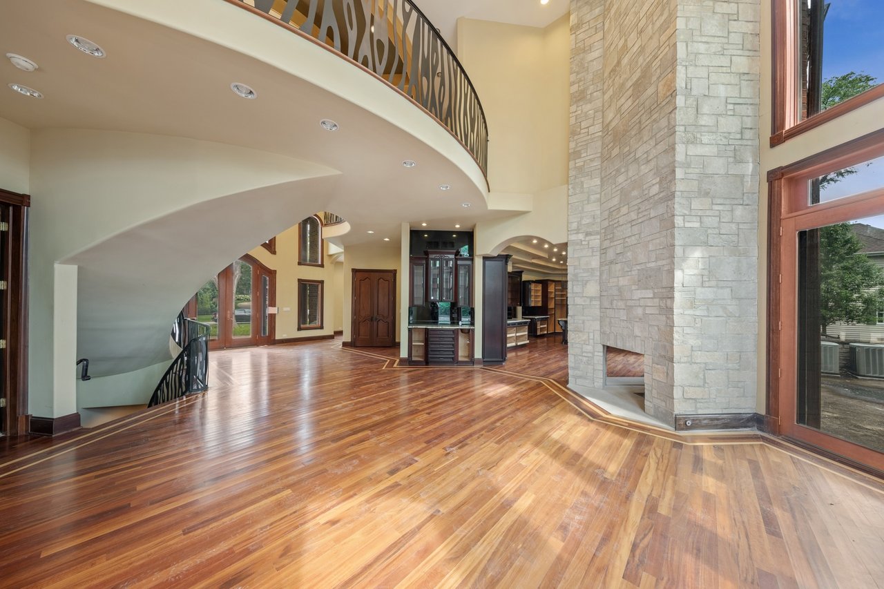 Brick And Stone Estate Situated On A Quiet Street In The Woodlands Of Hinsdale