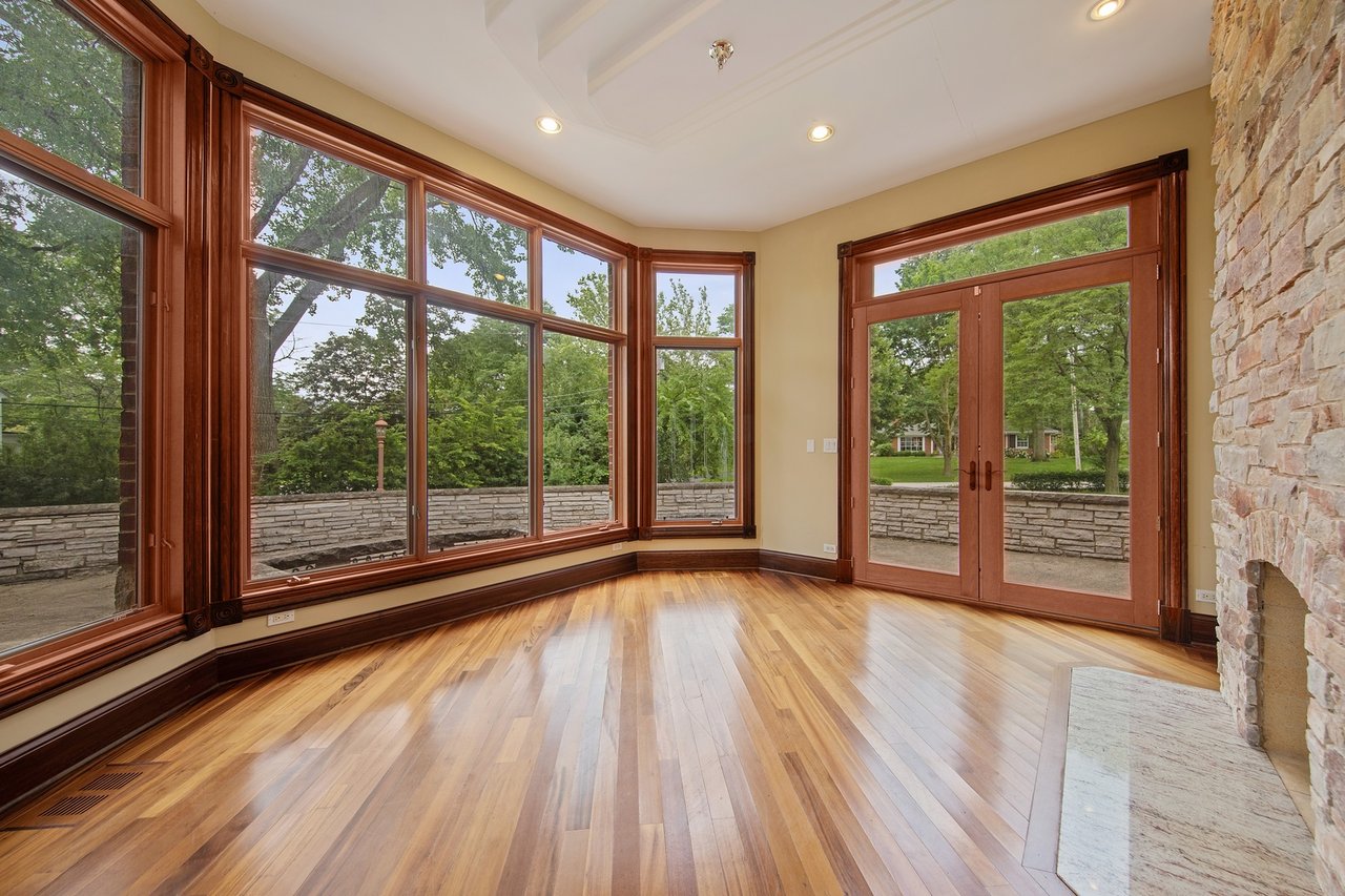 Brick And Stone Estate Situated On A Quiet Street In The Woodlands Of Hinsdale
