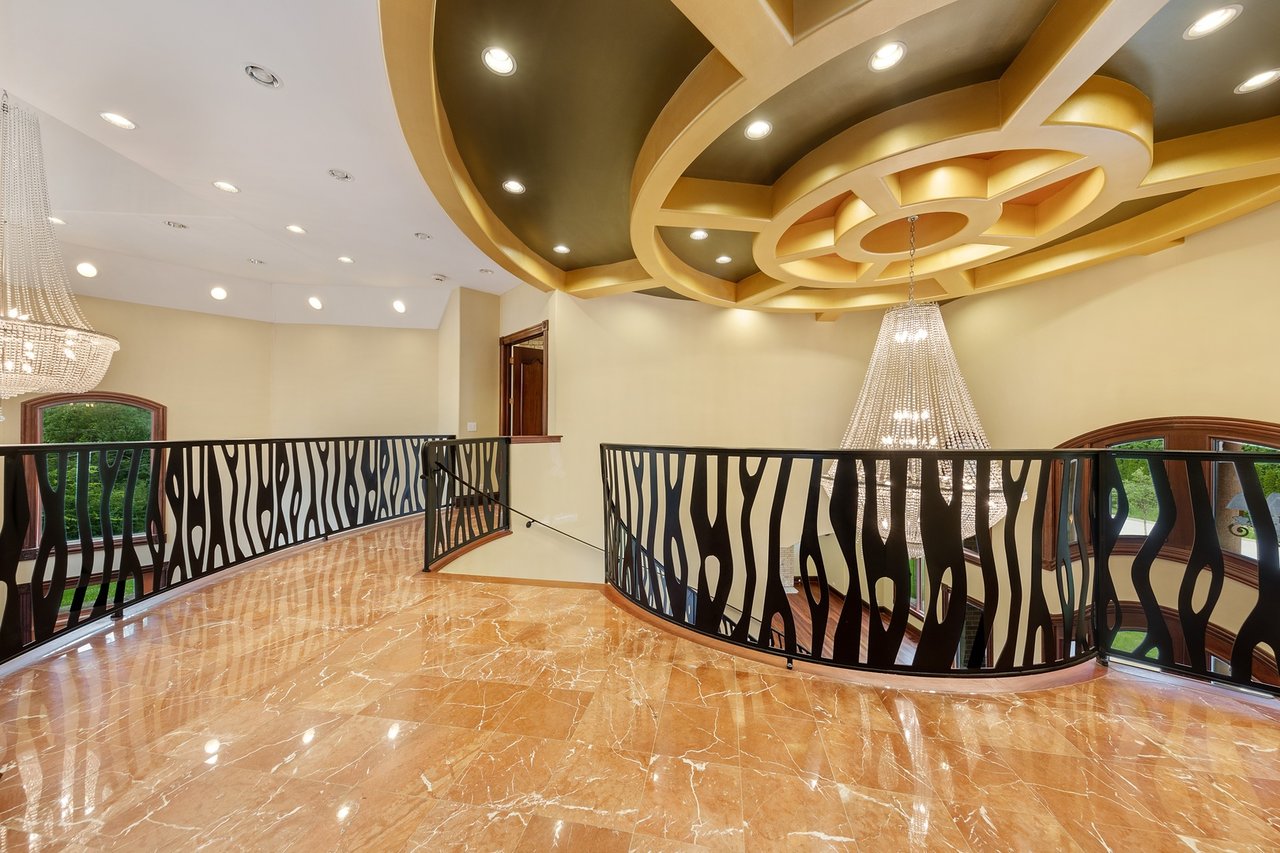 Brick And Stone Estate Situated On A Quiet Street In The Woodlands Of Hinsdale