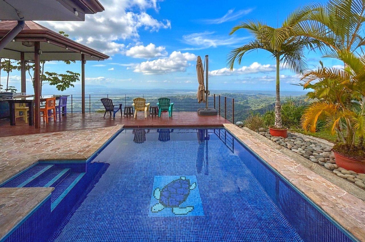 Ocean-View 3-Bedroom Home with 1-Bed Guesthouse, Pool & Spectacular Panoramic Views of Osa Peninsula in Balsar above Ciudad Cortés Costa Rica