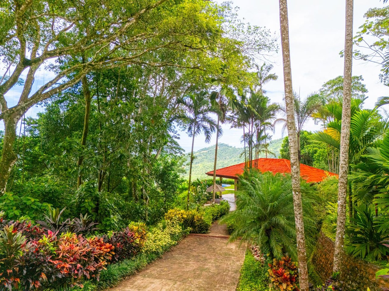 Ocean, jungle & mountain views on a meticulously landscaped 3-home family compound