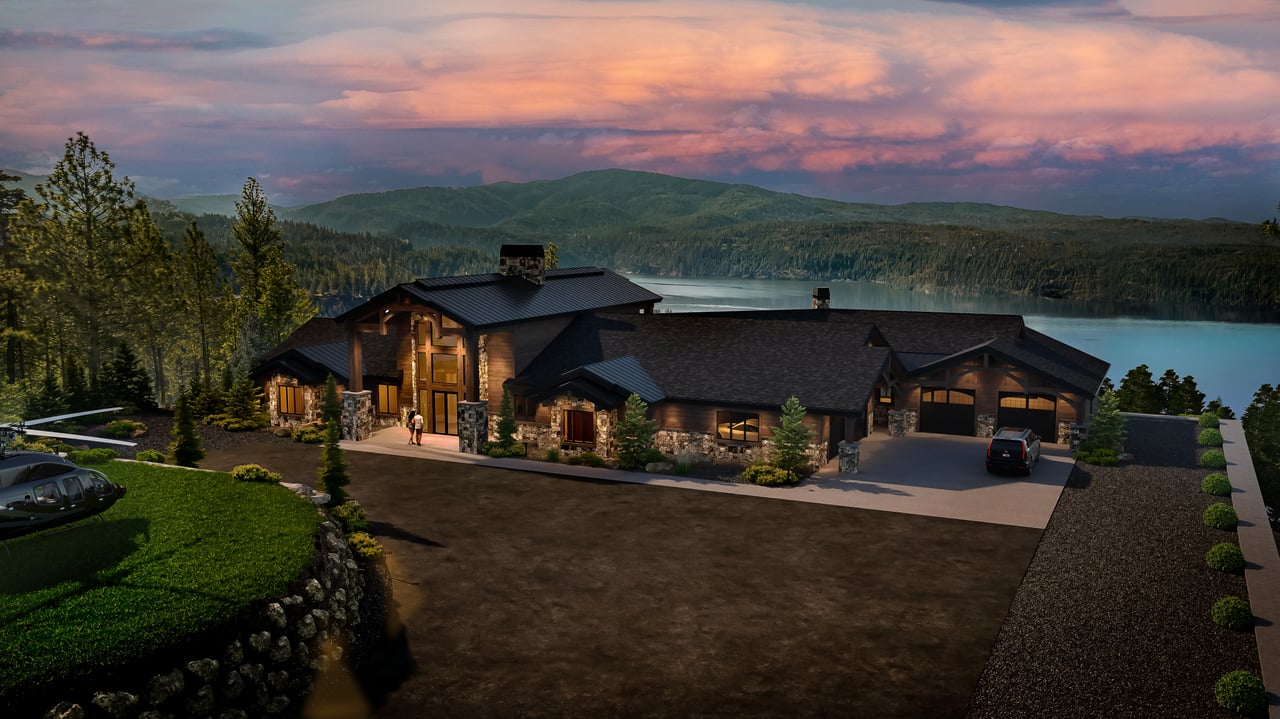 Sunset over Talis at Syringa Heights - a $22.5 million dollar estate in Coeur d'Alene, Idaho