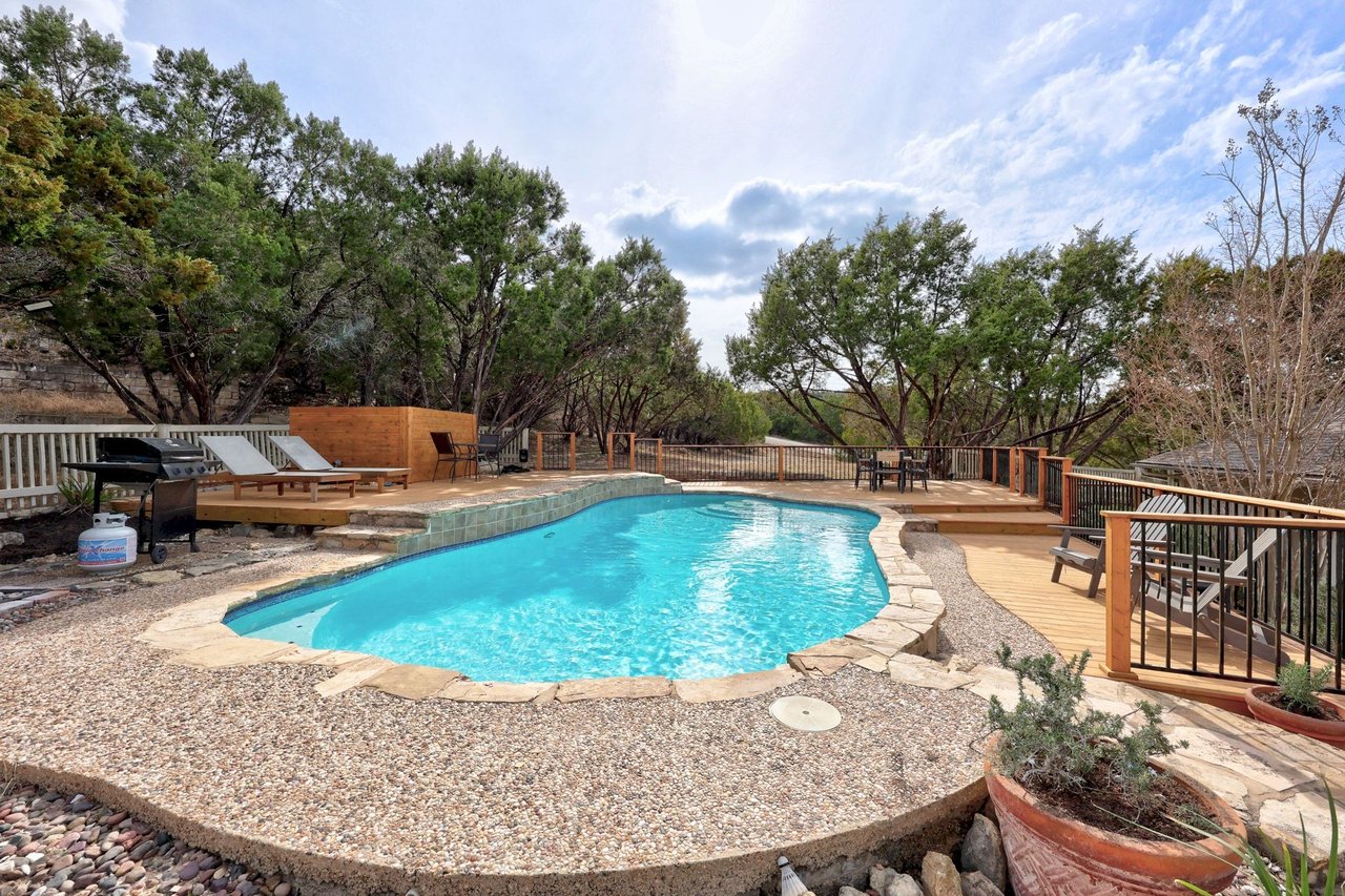 The Ultimate Hilltop Modern Ranch Escape | Upgraded Deck w/ Pool, Panoramic Views, Near Lake Travis and Golf Course