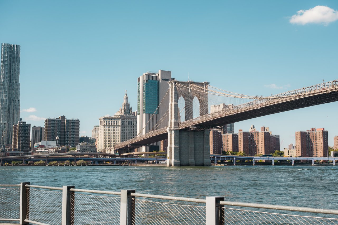 Quay Tower luxury condominium building at 50 Bridge Park Drive in Brooklyn Heights overlooking Brooklyn Bridge Park, the East River, New York Harbor, and the Manhattan skyline