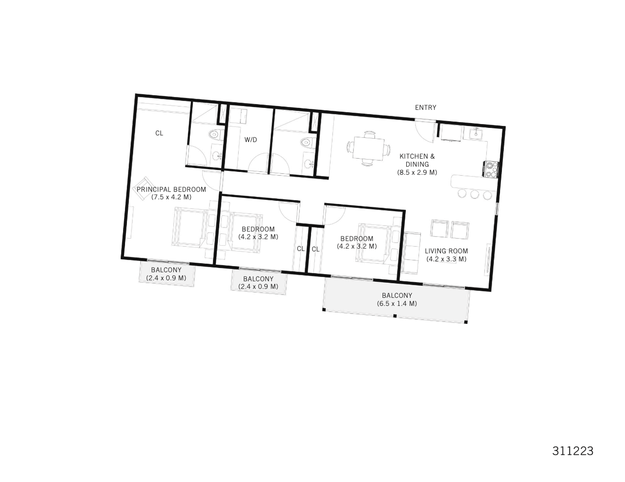 311223 La Rambla | Modern 3-Bedroom, 2-Bathroom Apartment Steps from Beach Town, Las Catalinas