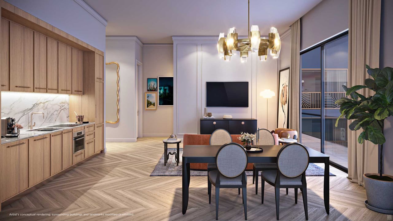 NoMad Wynwood residence interior kitchen and living room