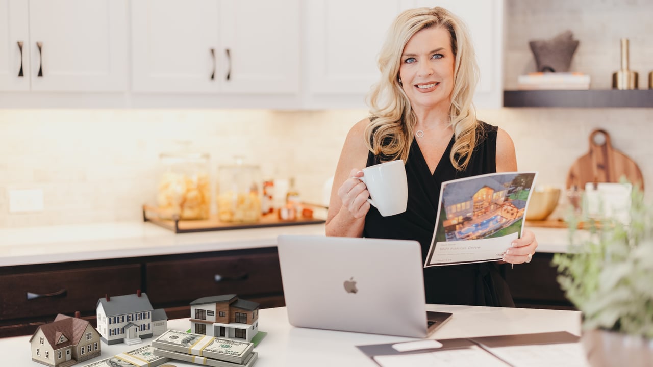 Home buyer calculating monthly mortgage budget and expenses before purchasing a house