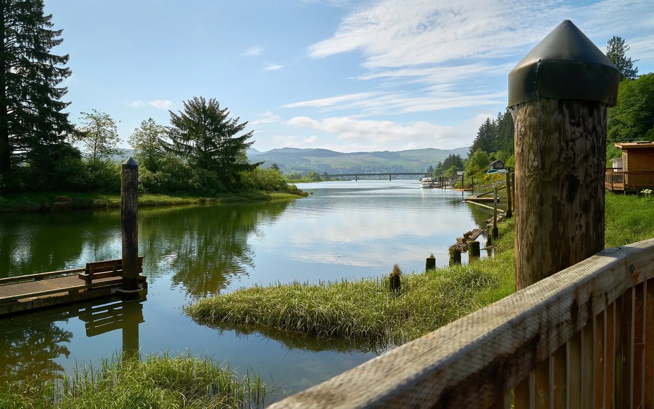 River view from the docks in Nehalem Oregon