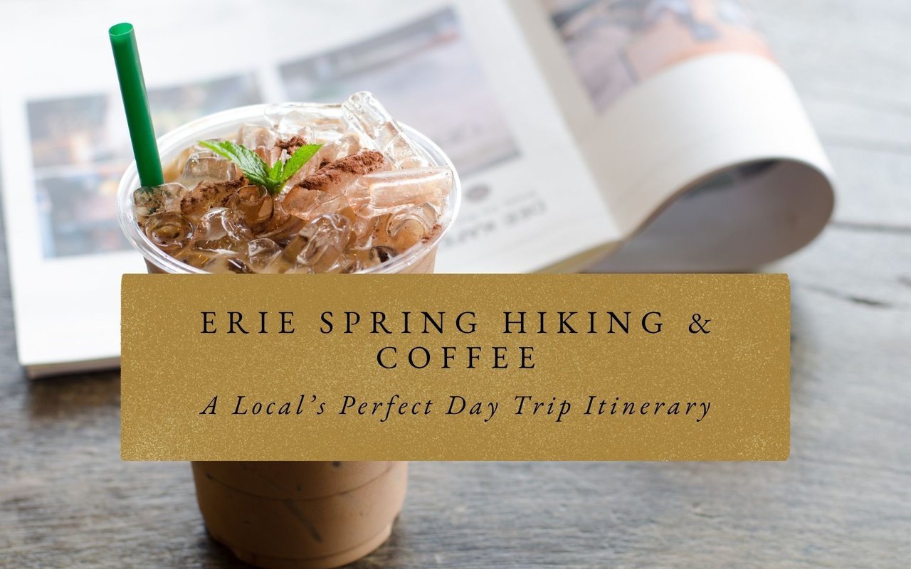 Mocha and muffins on rockers at Erie Coffee Company, cozy end to spring hiking itineraries.