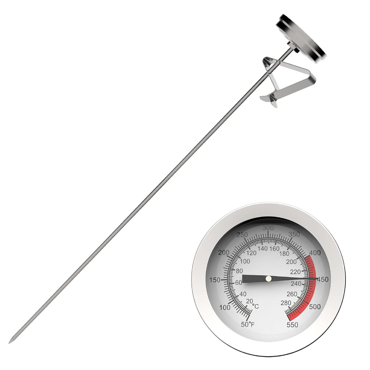 Candy Thermometer with Pot Clip & 8 Inch Probe Length 