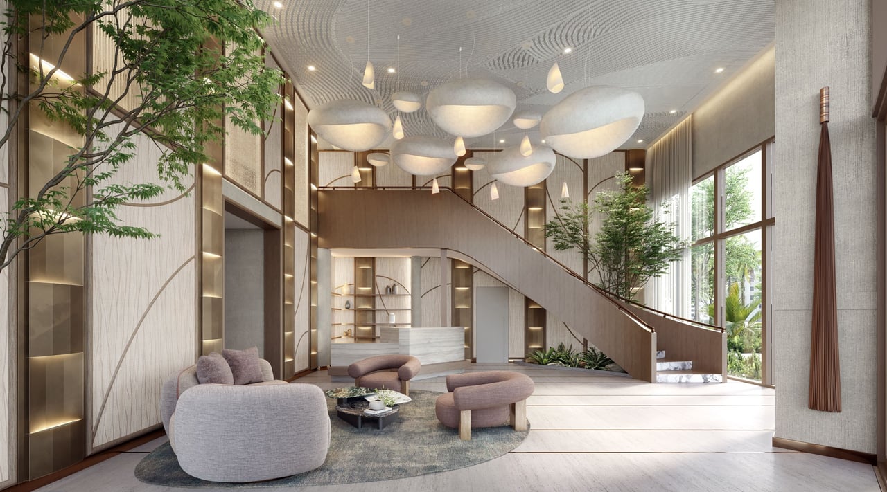 The Lincoln lobby lounge rendering in Coconut Grove, Miami.