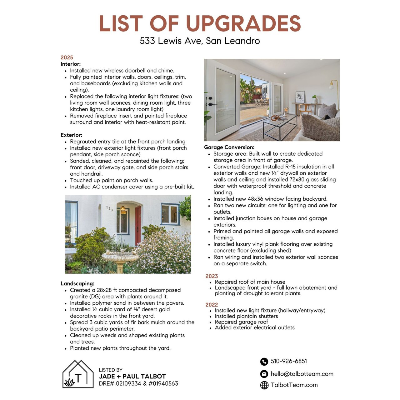 List of Upgrades