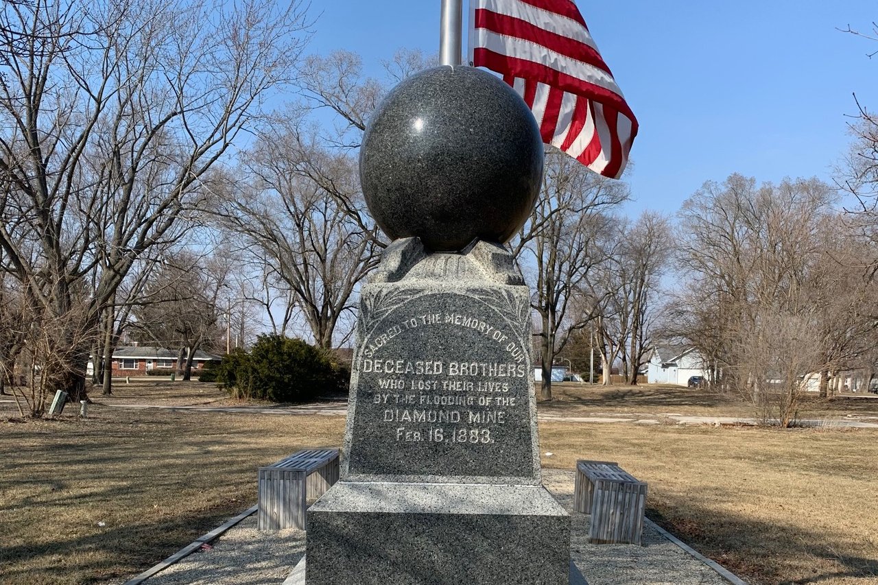 Diamond Mine Disaster Memorial in Diamond, Illinois, for the miners lost when the mine flooded on February 16, 1883