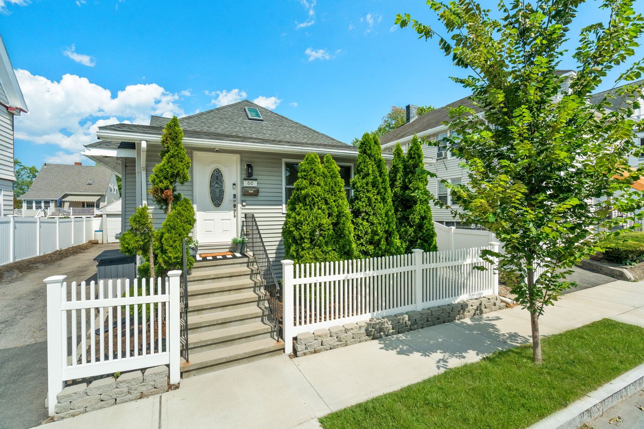 Exterior of 60 French Street, a single-family home in North Quincy, Massachusetts