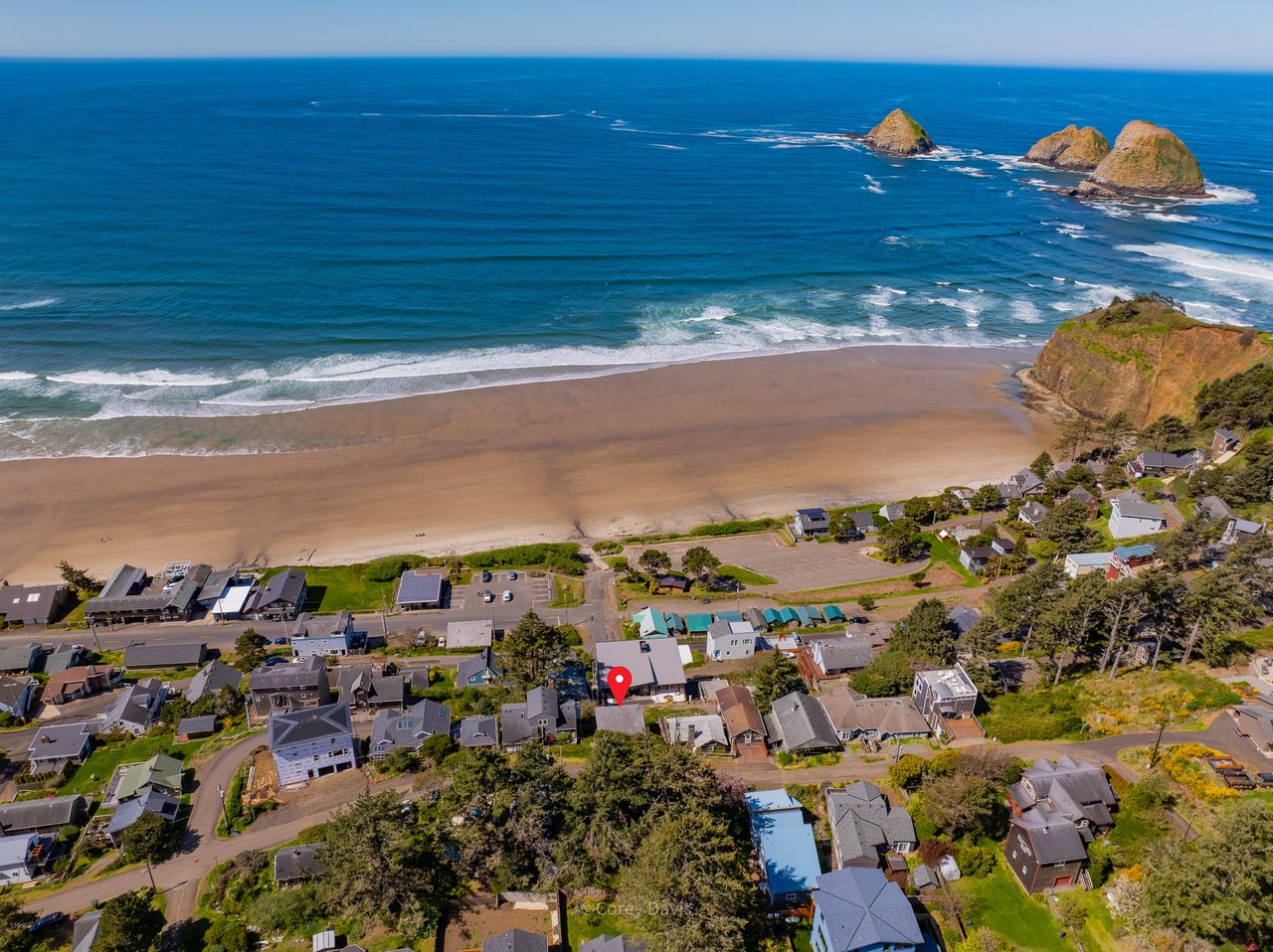 Sold Oceanside home at 1582 Sunset Ave in Oceanside, Oregon, represented by Erin Laskey of Home + Sea Realty, with unobstructed ocean views and beach access nearby.