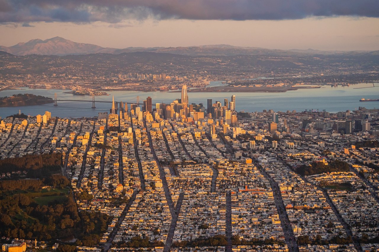Aeiral View of San Francisco and Marin when contemplating property taxes.