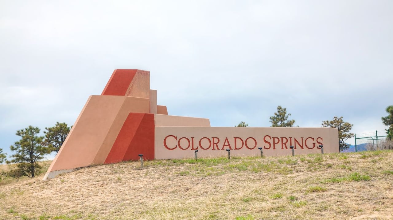 Welcome sign at the Colorado Springs city entrance