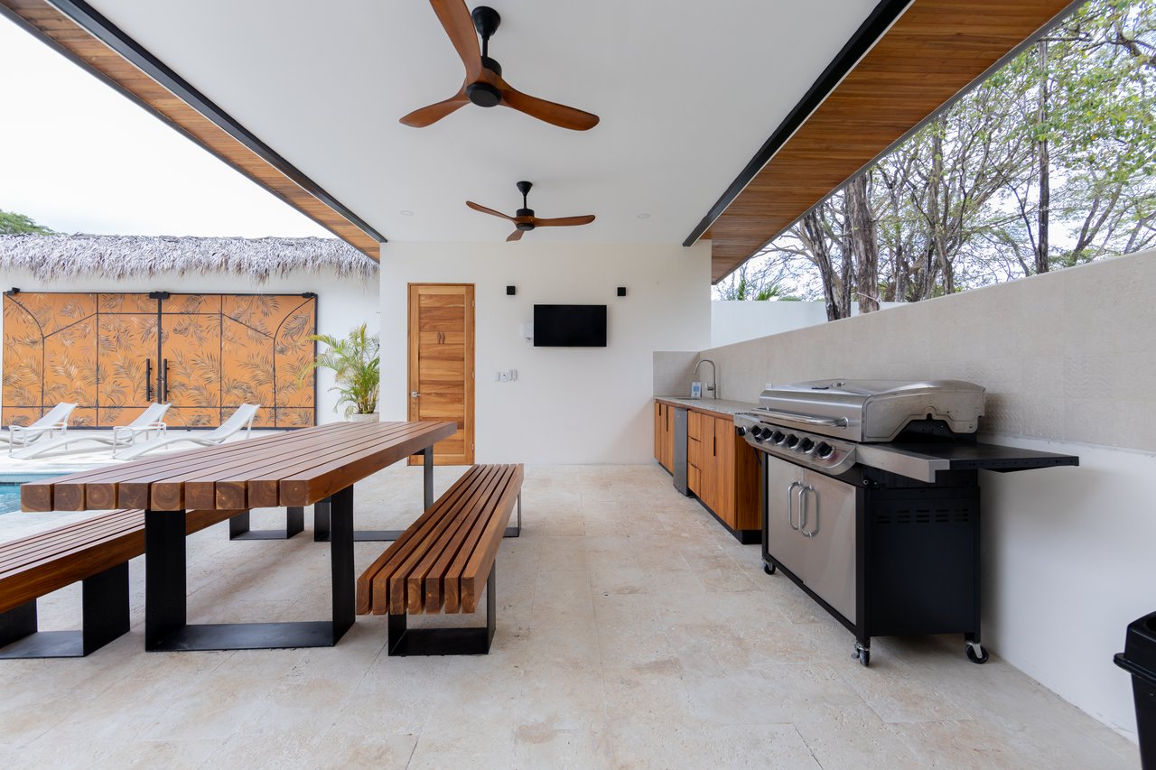 Casa Guacamaya Roja Lot B20 | Elegant 4-Bedroom Home with Pool & Outdoor Kitchen, Steps from Playa Grande Beach, Costa Rica