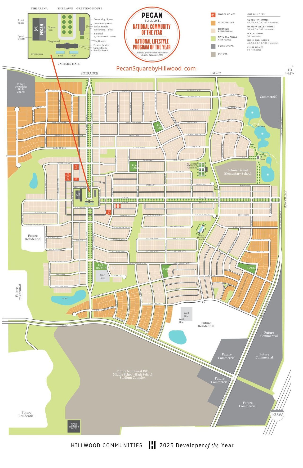Pecan Square by Hillwood master-planned community site map in Northlake Texas