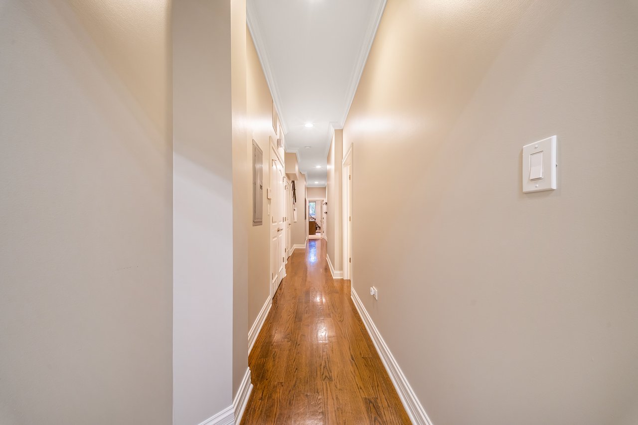 Lower-level hallway leading to the bedrooms