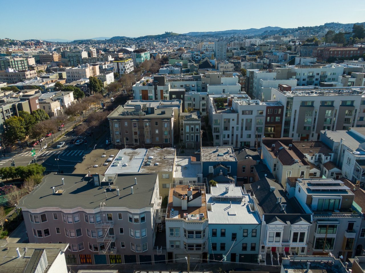 Hayes Valley Aerial View as Winter turns to Spring, the best season to sell a house