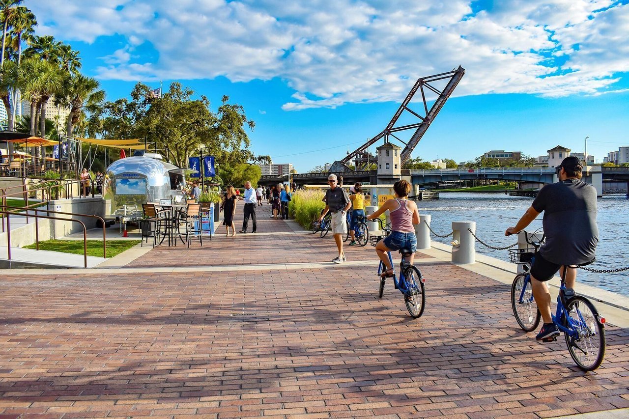 Tampa Riverwalk with waterfront views in downtown Tampa