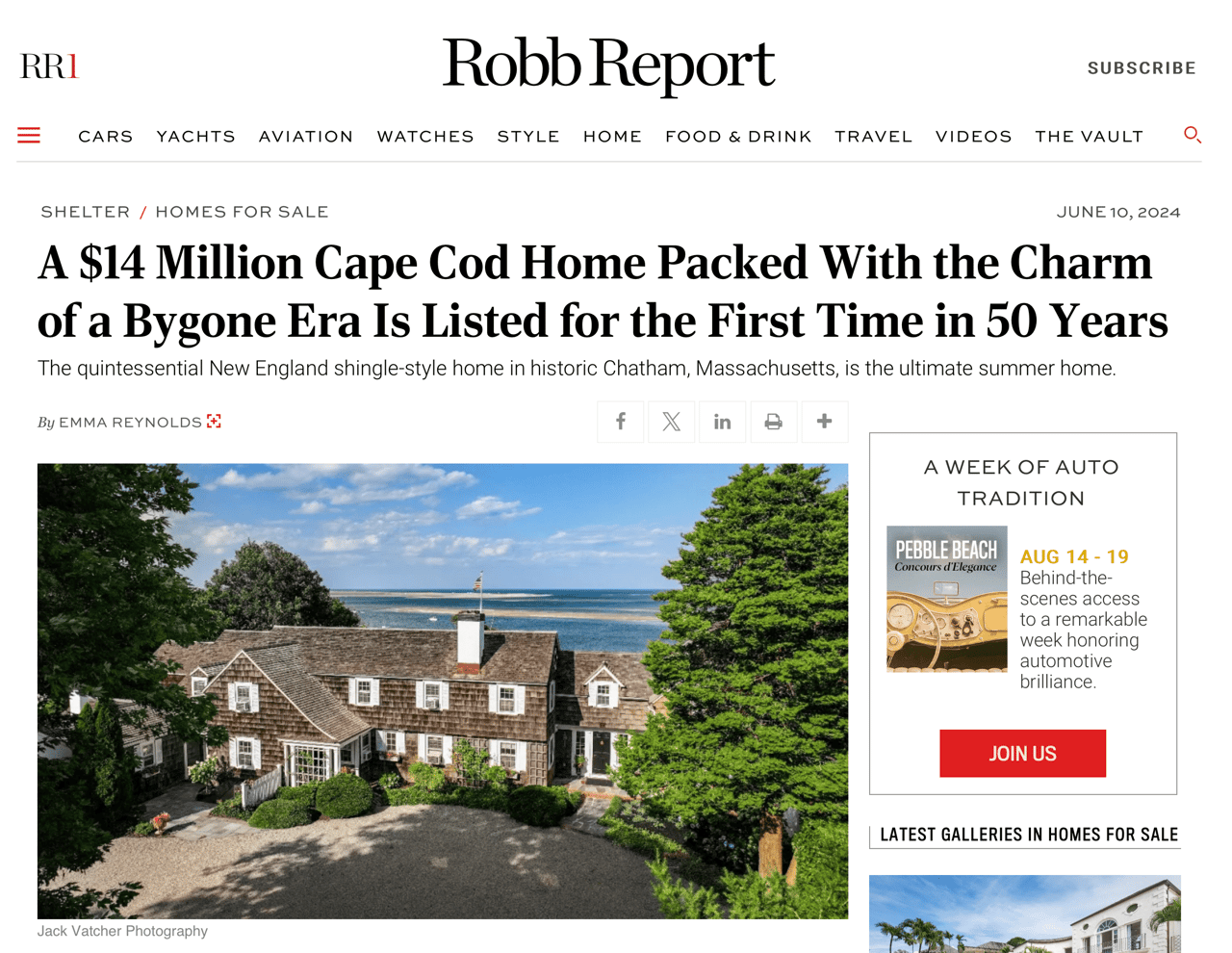 A $14 Million Cape Cod Home Packed With the Charm of a Bygone Era Is Listed for the First Time in 50 Years