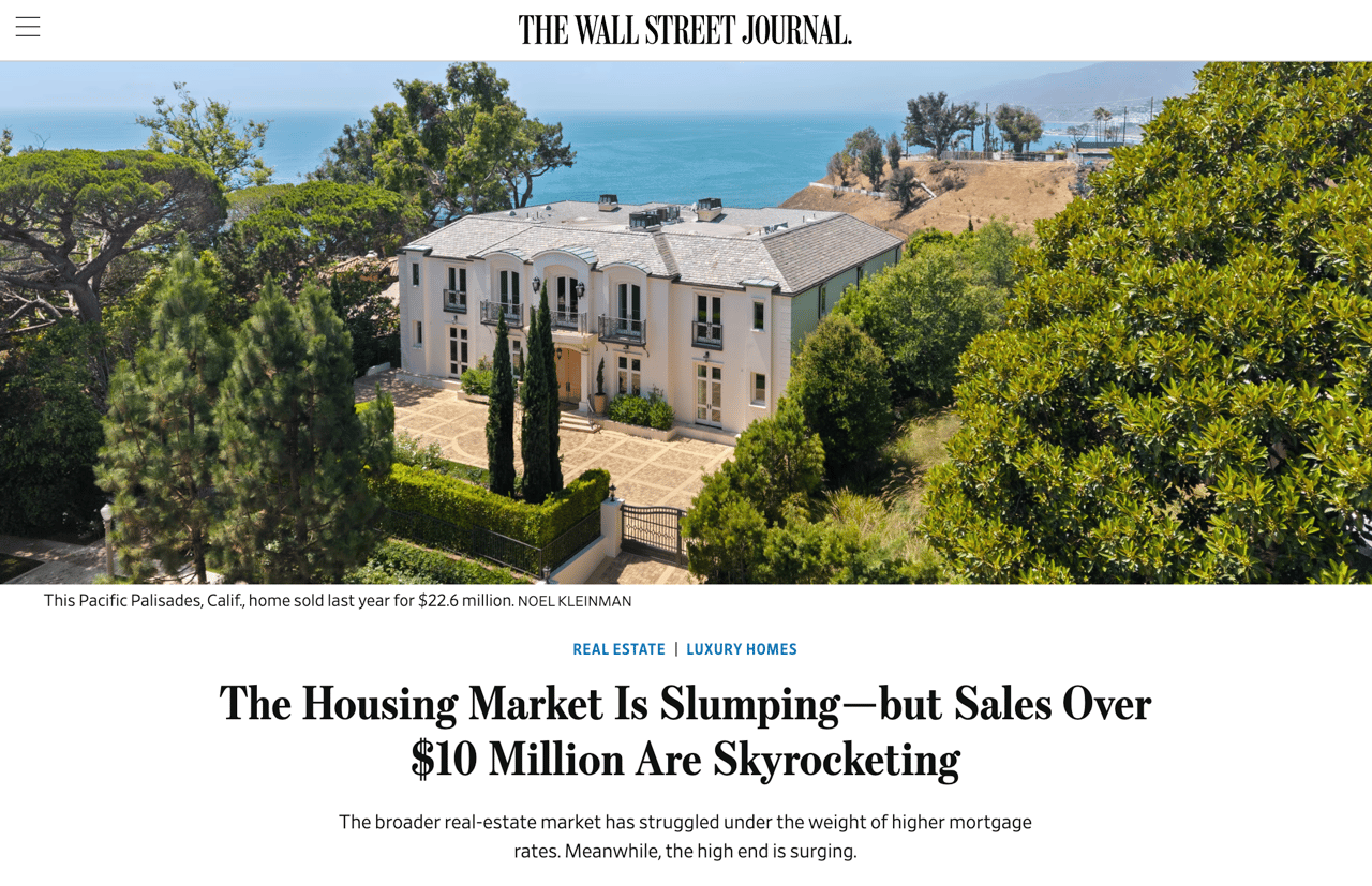 WSJ Covers the Ultra-Luxury Surge: What the Data Actually Shows