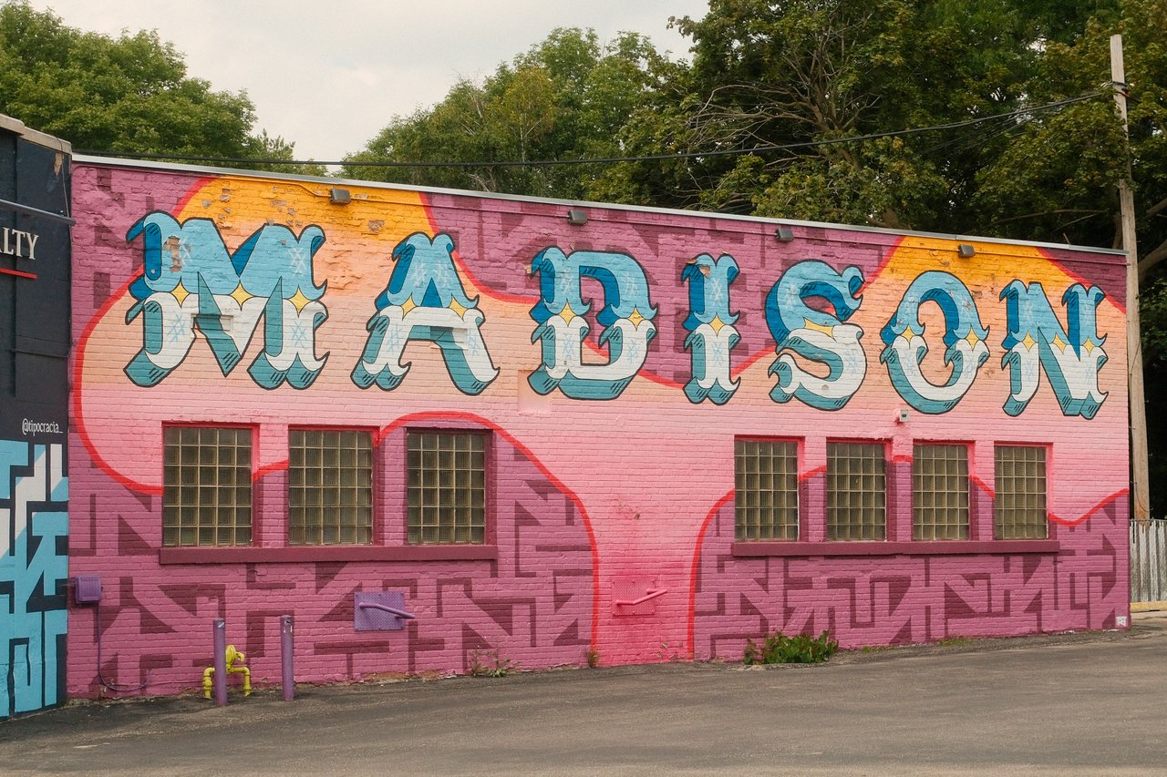 Colorful mural on Monroe Street in Madison, Wisconsin