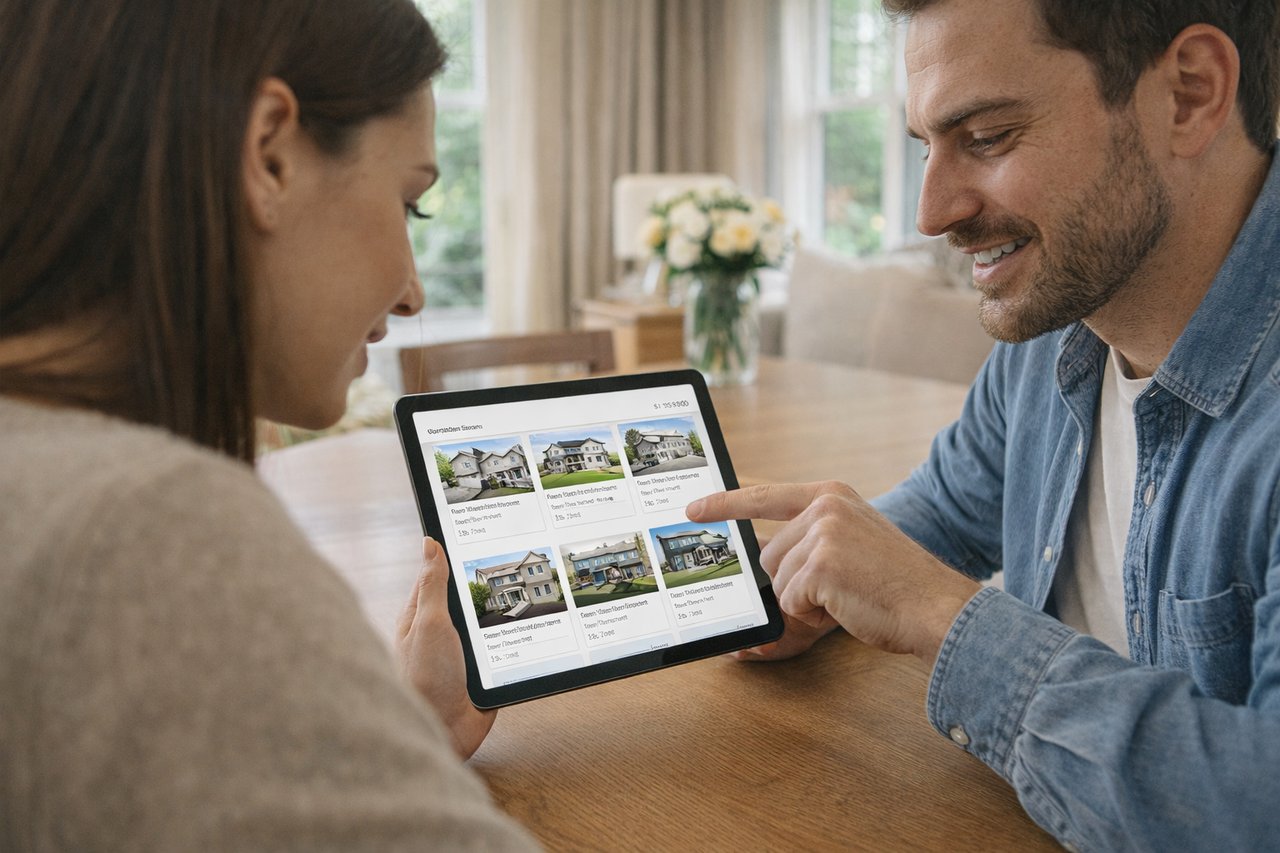 Buyer working with a real estate agent during a home tour in New Jersey.