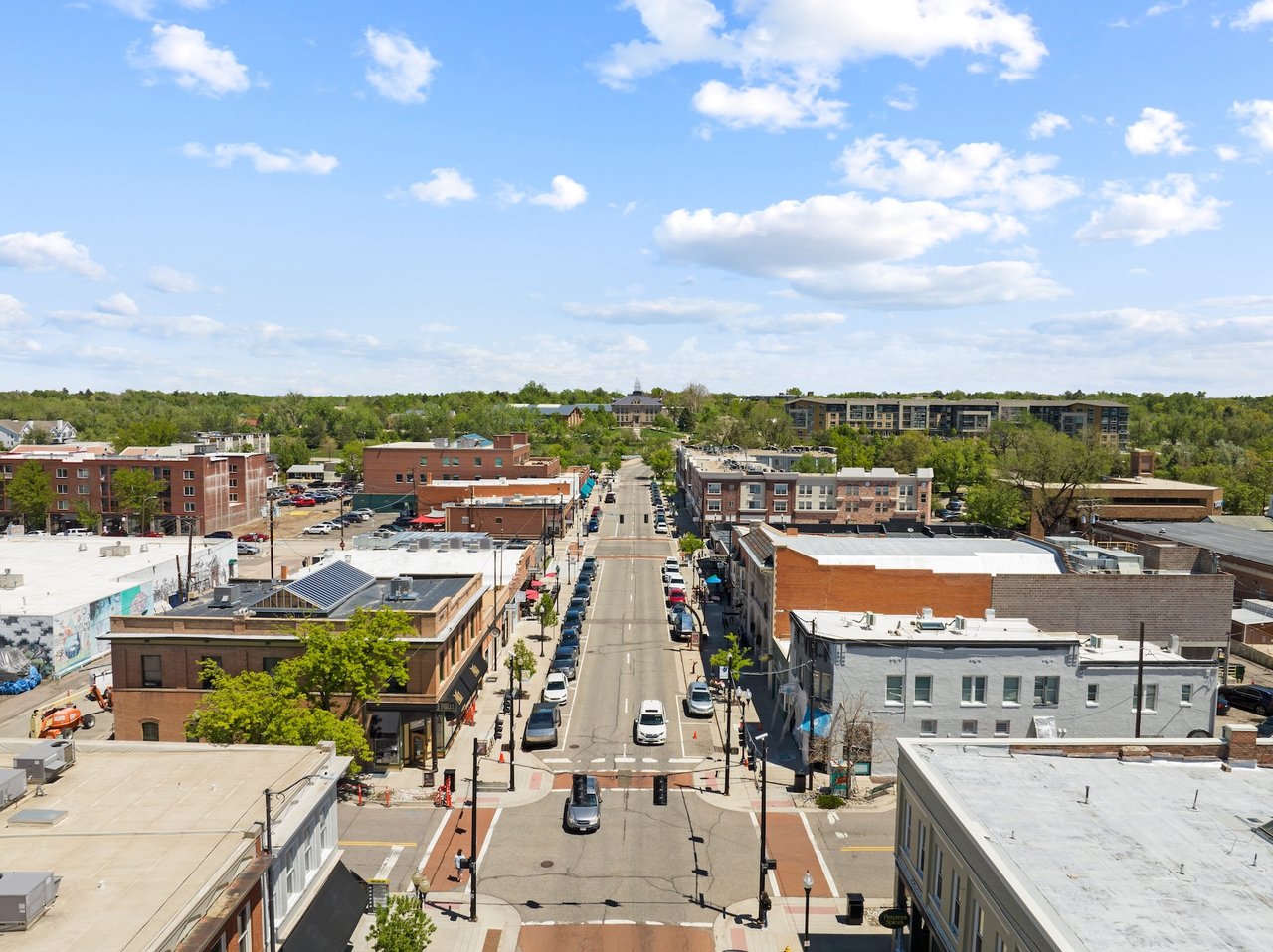 Downtown Littleton Main Street with shops, restaurants, and historic storefronts