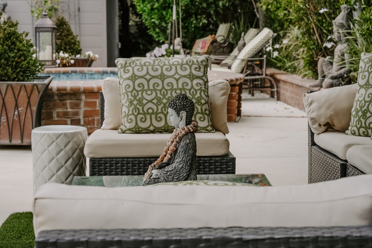 Serene backyard poolscape at a Long Beach home showcasing outdoor living and thoughtful property presentation