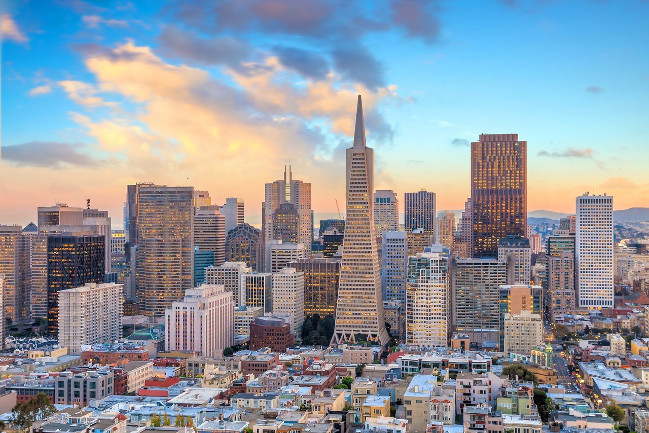View of downtown San Francisco skyline showing ongoing development and infrastructure projects that could impact future property values