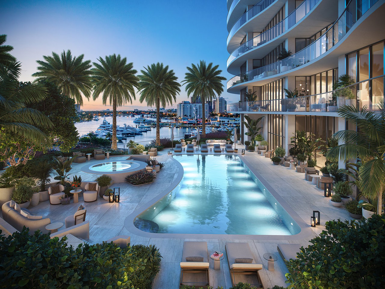 St. Regis Bahia Mar Fort Lauderdale resort pool rendering.