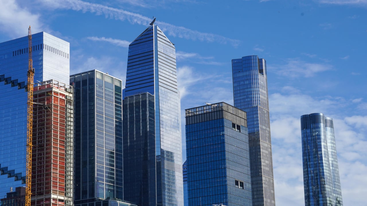 Hudson Yards skyline with modern condo buildings in New York City